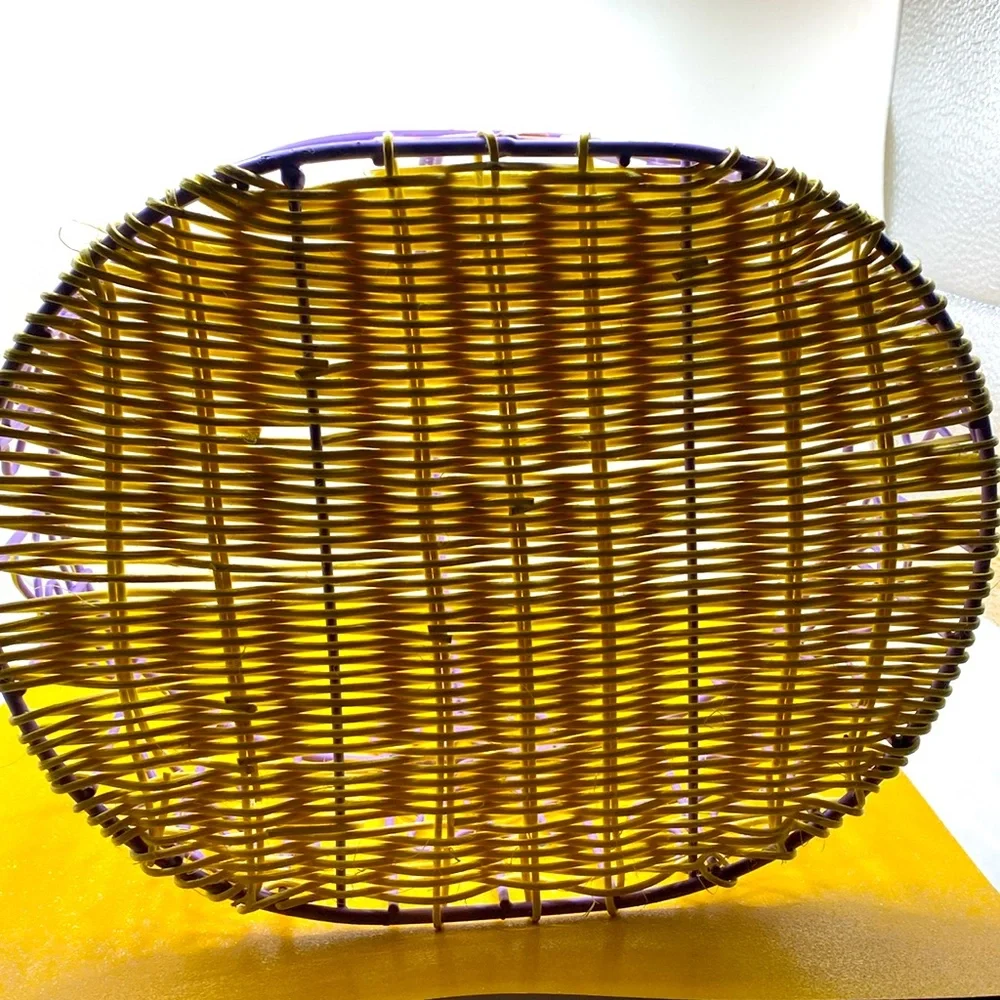 Easter Basket Light Purple Metal Woven Wicker With Spiral Star Design